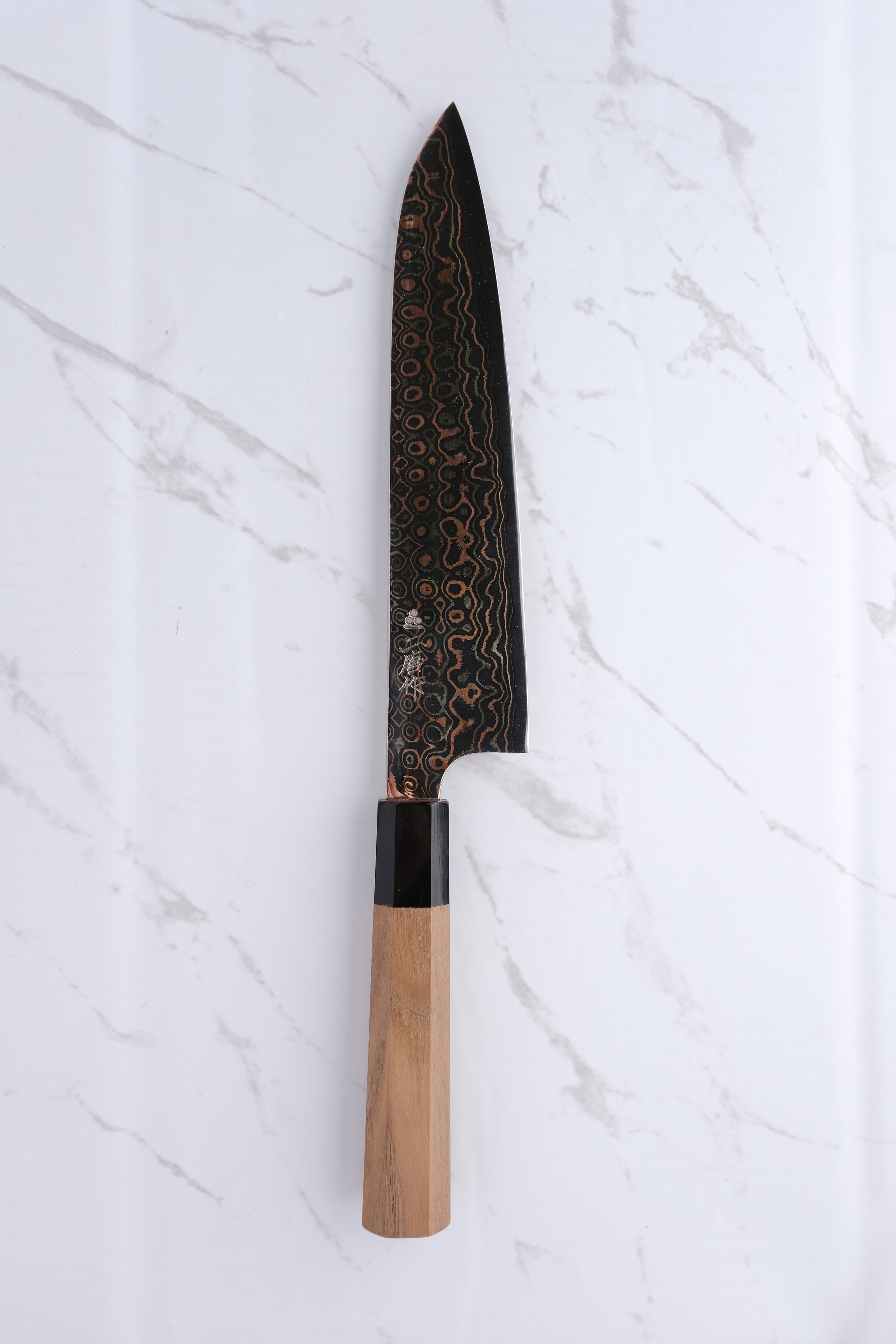 Nigara Hamono Blue #2 Rainbow Damascus - 240mm Gyuto