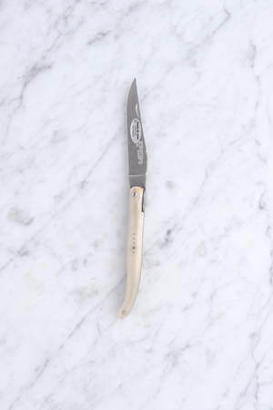 Laguiole Folding Knife 12cm - Steel from the Eiffel Tower / White Buffalo Horn