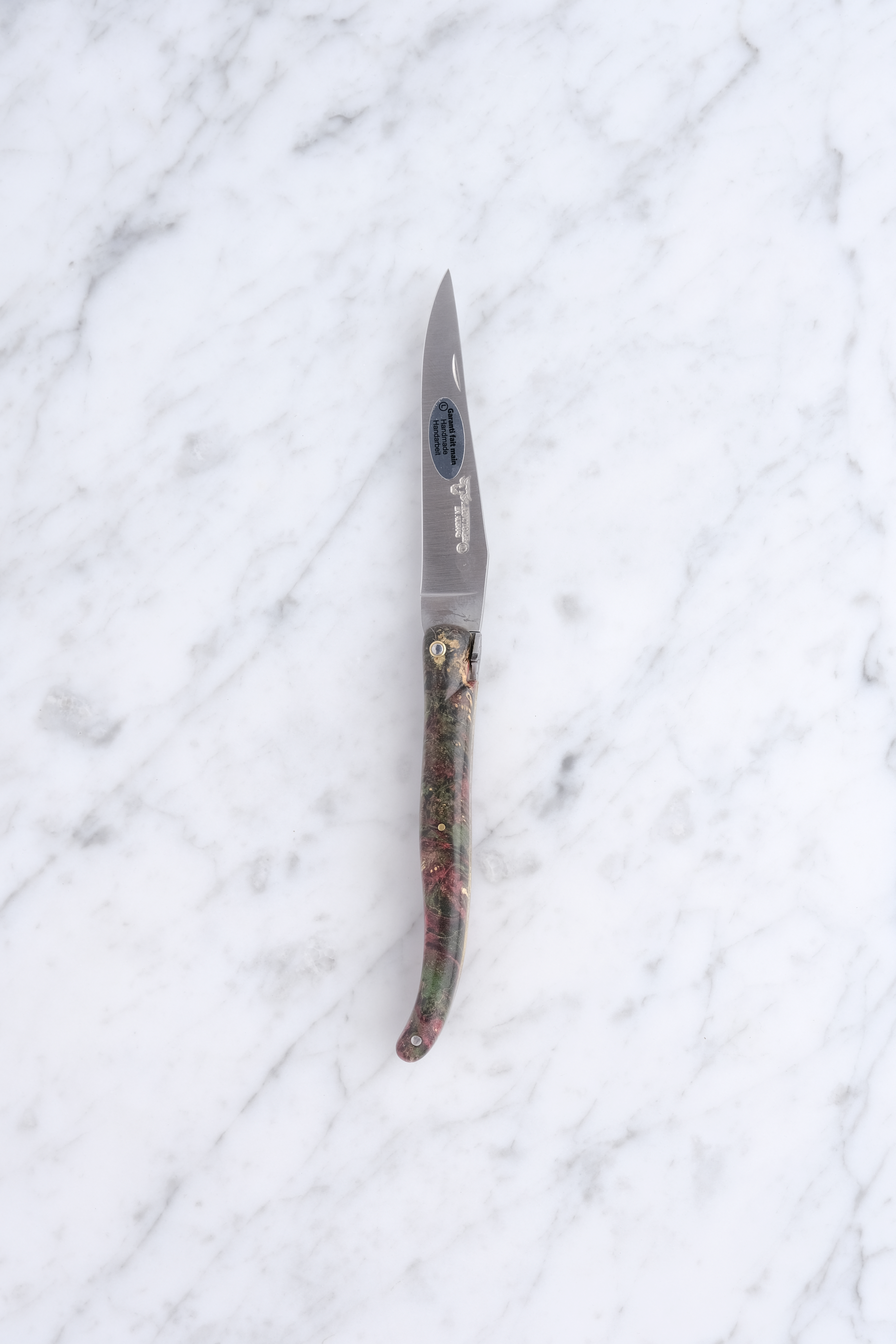 Laguiole Folding Knife 12cm - Red Stabilized Poplar Knot (Room Theme)