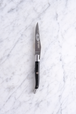 Laguiole Folding Knife 12cm - Ebony w. blue mosaic rivets & matt inlay