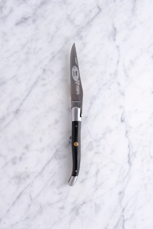 Laguiole Folding Knife 12cm - Ebony with Red Mosaic Rivets & Matte Inlay